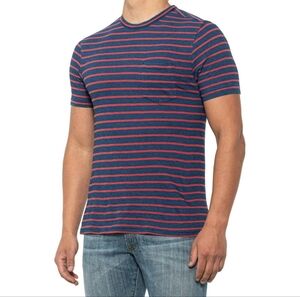 Faherty Men's Breton Stripe T-Shirt Indigo/Red